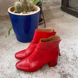 UO Red Booties Vegan